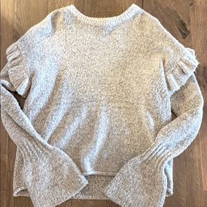 Gray ruffle bell sleeve sweater